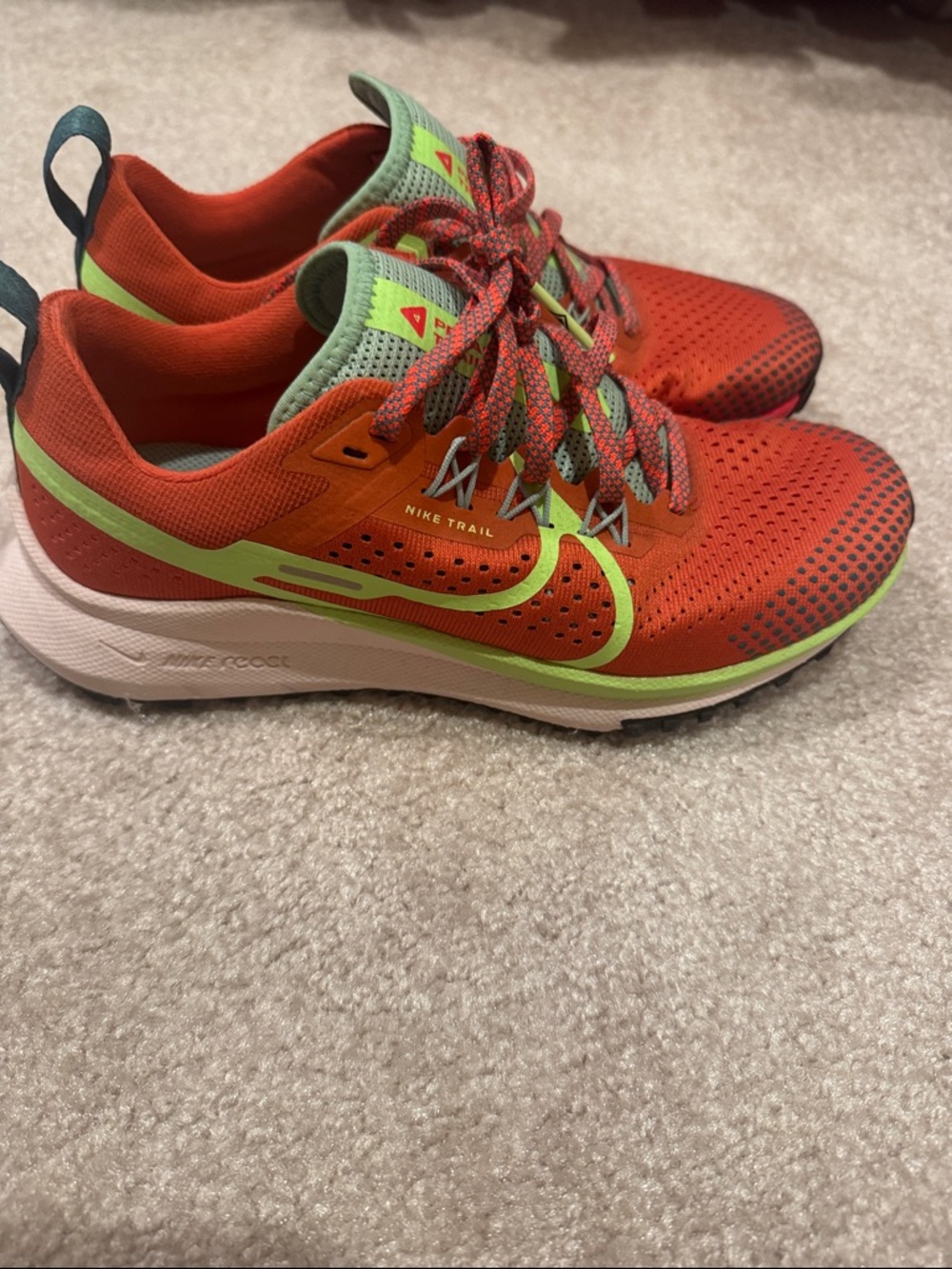 Nike Orange Trail Runners with Neon Green Accents